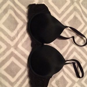 Black lightly padded lace sides bra.